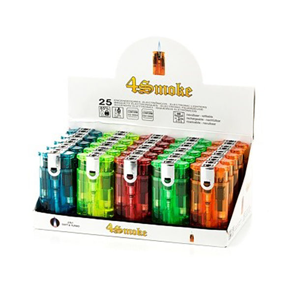 25 x 4smoke Double Flame Electronic Lighters - 8248