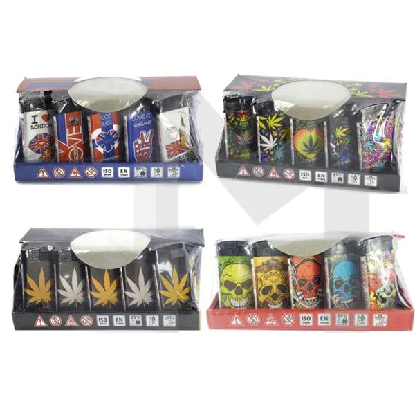 4Smoke Refillable Flat Printed Lighters 25 Pack - XHD8111