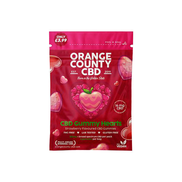 Orange County CBD 100mg Mini CBD Gummy Hearts - 6 Pieces