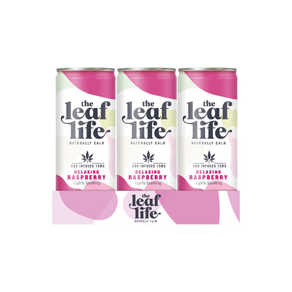 12x Leaf Life 15mg CBD Relaxing Raspberry Soft Drink 250ml