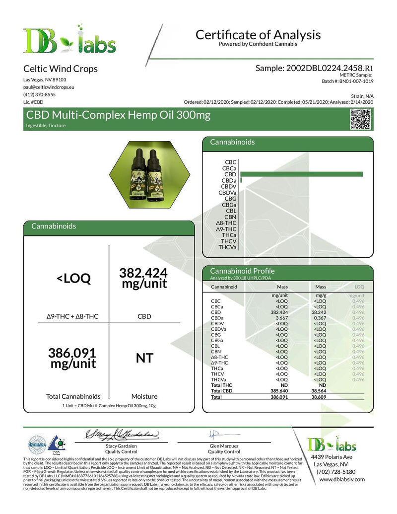 Celtic Wind Crops 300mg CBD Multi-Complex Hemp Oil - 10ml