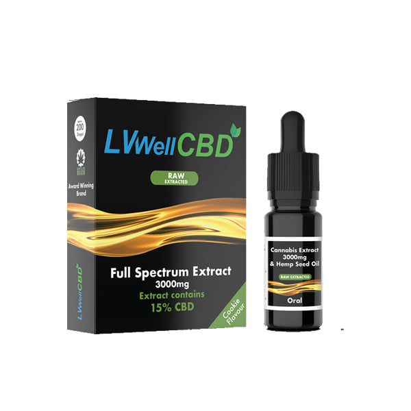 LVWell CBD Raw Extract 3000mg CBD 10ml Hemp Seed Oil