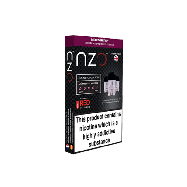 NZO 10mg Salt Cartridges with Red Liquids Nic Salt (50VG/50PG)