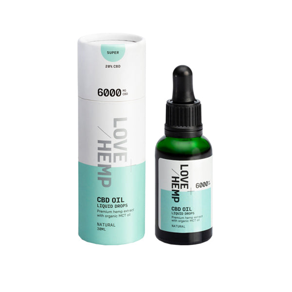 Love Hemp 6000mg Natural 20% CBD Oil Drops - 30ml