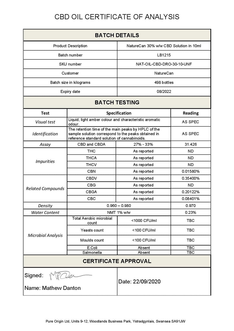 Naturecan 30% 3000mg CBD Broad Spectrum MCT Oil 10ml