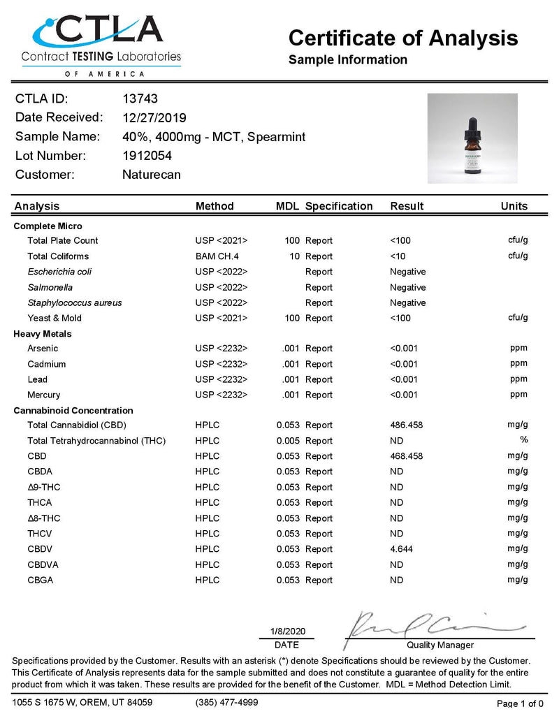 Naturecan 40% 4000mg CBD Broad Spectrum MCT Oil 10ml