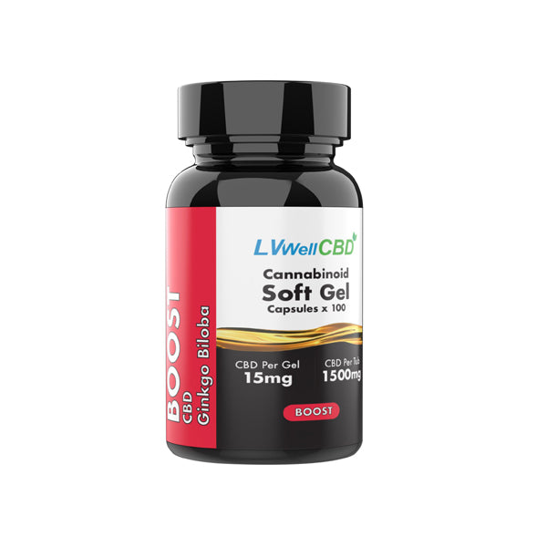 LVWell CBD 1500mg CBD Soft Gel Capsules Boost - 100 Caps