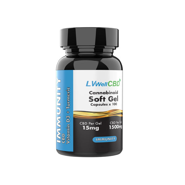 LVWell CBD 1500mg CBD Soft Gel Capsules Immunity - 100 Caps