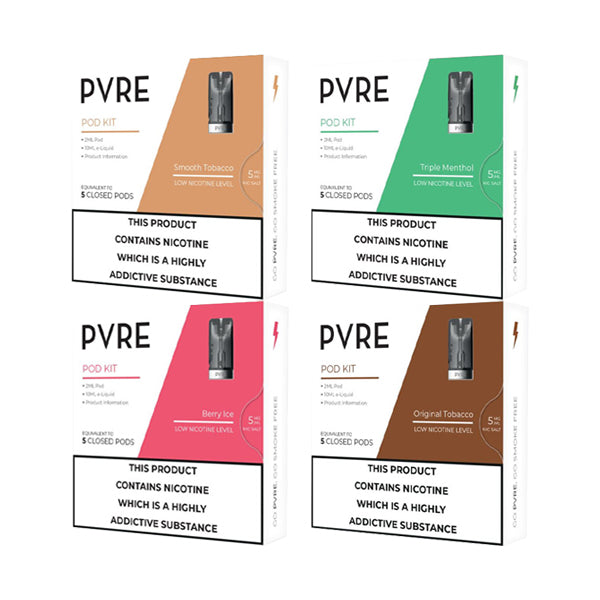 PVRE 5mg Refillable Pod Kit (50VG/50PG) - Plus 10ml E-liquid