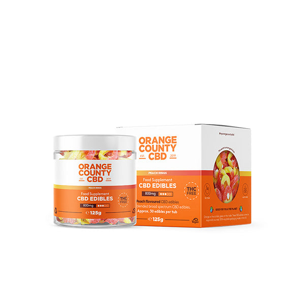 Orange County CBD 800mg CBD Fizzy Peach Rings - Small Tub